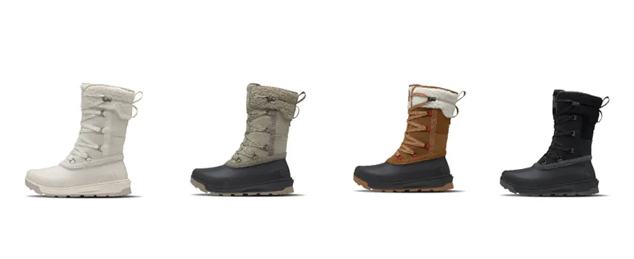 Four versions of the same boot in different colors against a blank backdrop.