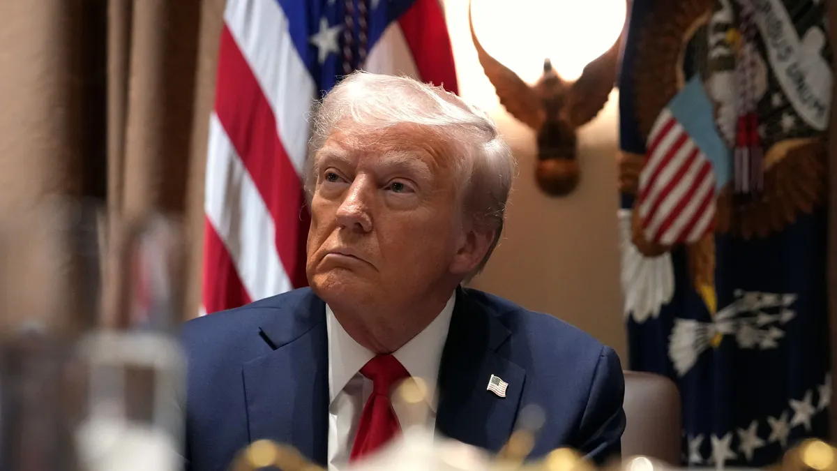 President Donald Trump attends a cabinet meeting at the White House on Feb. 26, 2025.